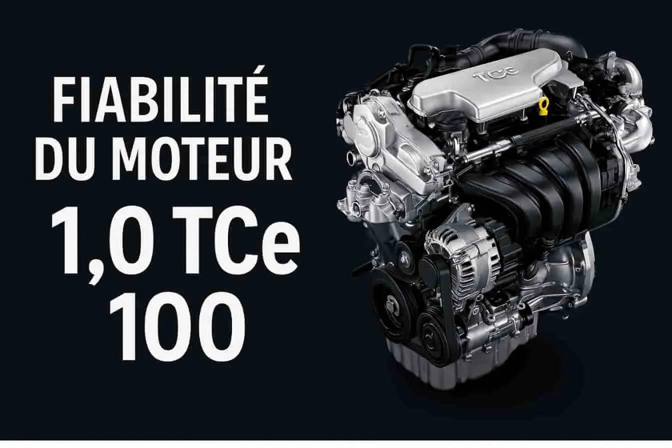 Moteur 1.0 TCe 100 Gros plan sur le moteur 1.0 TCe 100, mis en valeur par un éclairage précis et un fond sombre.